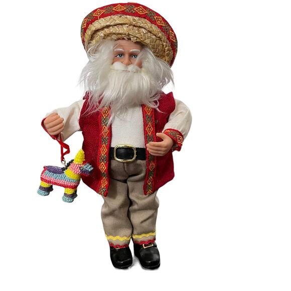 Mexican Santa Figure Piñata Sombrero Hanging Ornament Handcrafted RARE - Picture 1 of 16